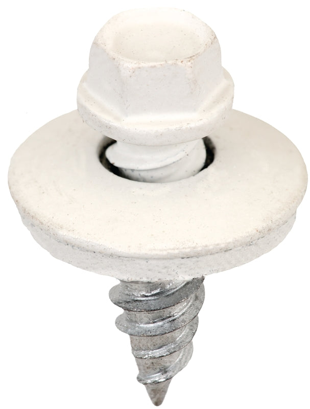 Acorn SW-SS1234W250 Stitch Screw, #12 Thread, High-Low Thread, Hex Drive, White, 250/BAG