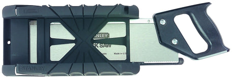 STANLEY 19-800 Miter Box with Saw, 12 in W Cutting, 22.5, 45, 90 deg Cutting Slot, Plastic/Rubber, Gray
