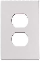 Eaton PJS8W Mid-Size Screwless Wallplate, 4-1/2 in L, 2-3/4 in W, 1-Gang, Polycarbonate, White, High-Gloss