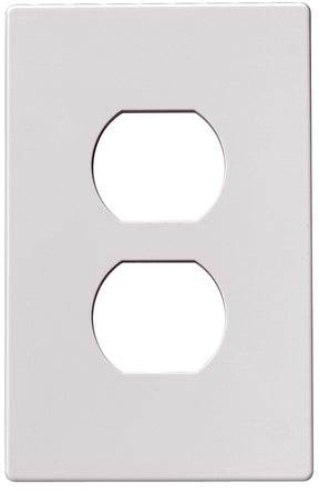 Eaton PJS8W Mid-Size Screwless Wallplate, 4-1/2 in L, 2-3/4 in W, 1-Gang, Polycarbonate, White, High-Gloss