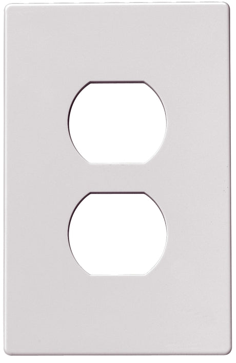 Eaton PJS8W Mid-Size Screwless Wallplate, 4-1/2 in L, 2-3/4 in W, 1-Gang, Polycarbonate, White, High-Gloss
