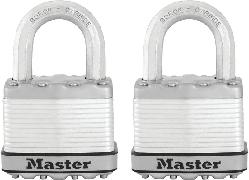 Master Lock Magnum Series M5XT Padlock, Keyed Alike Key, 3/8 in Dia Shackle, 1 in H Shackle, Stainless Steel Body, Zinc