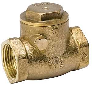 B & K ProLine Series 101-006NL Swing Check Valve, 1-1/4 in, IPS, 200 psi Pressure, Brass Body