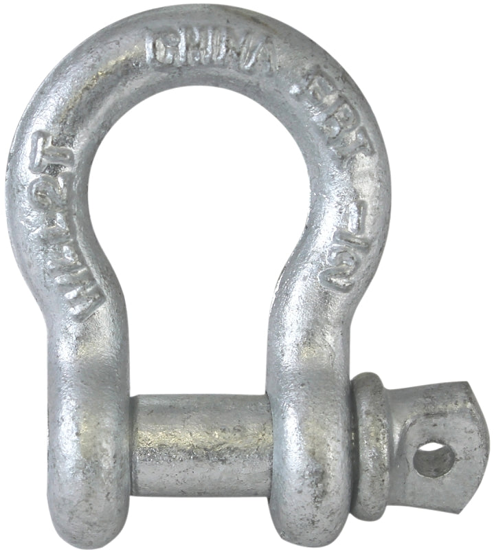 Fehr 3/16 Anchor Shackle, 3/16 in Trade, 0.25 ton Working Load, 3/16 in Dia Wire, Commercial Grade, Steel, Galvanized