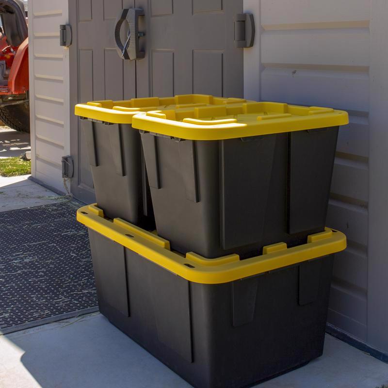 Greenmade 27 gal Black/Yellow Snap Lock Storage Box 14.7 in. H X 20.4 in. W X 30.4 in. D Stackable