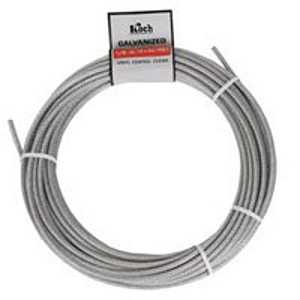 Koch A40124 Aircraft Cable, 1/8 in Dia, 50 ft L, 340 lb Working Load, Steel, Galvanized