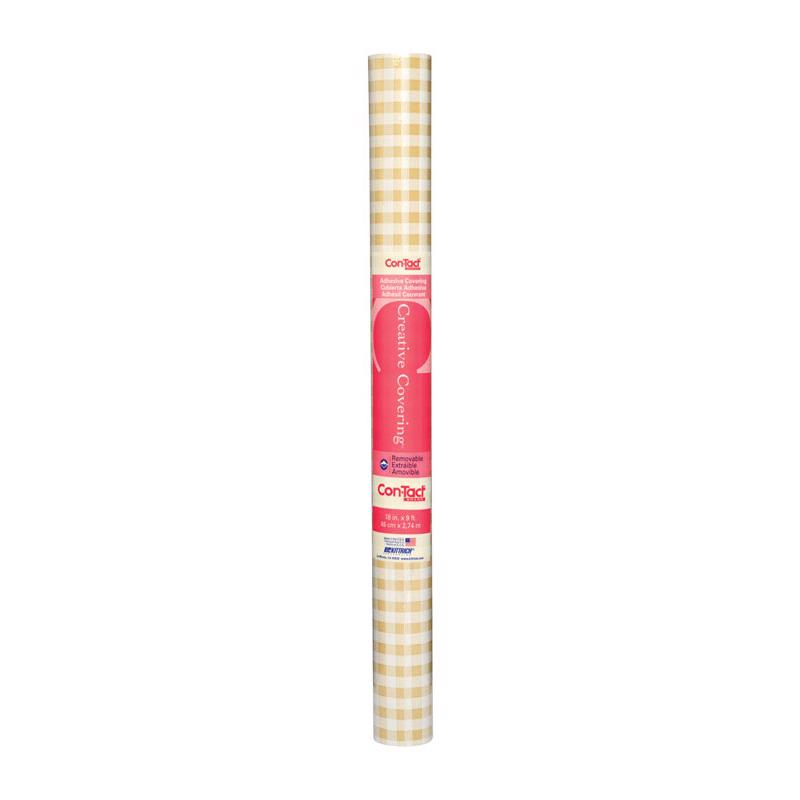 Con-Tact Creative Coverings 9 ft. L X 18 in. W Khaki Plaid Self-Adhesive Shelf Liner, Pack of 12