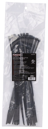 ProSource CV280W-253L Cable Tie, 11 inches, 50lb Tensile Strength, Self-Lock Locking, Nylon, Black
