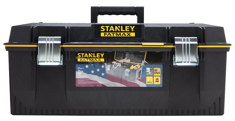 STANLEY 028001L Tool Box, 9.2 gal, Structural Foam, Black/Yellow, 27.3 in L x 12.48 in W x 11.31 in H Outside