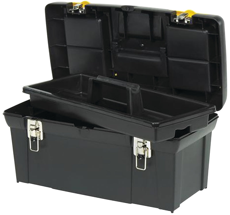 STANLEY 2000 Series 024013S Tool Box with Tray, 8.1 gal, Metal/Plastic, Black/Yellow, 12-Compartment