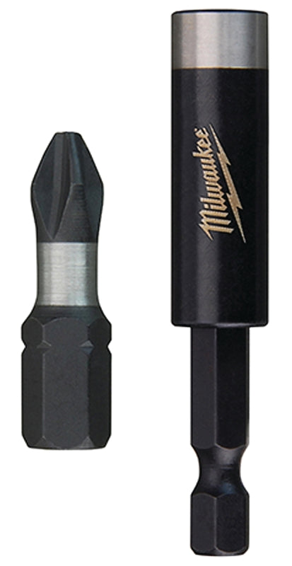 Milwaukee SHOCKWAVE 48-32-5009 Bit Tip Holder, #2 Drive, Phillips Drive, 1/4 in Shank, Hex Shank, Steel