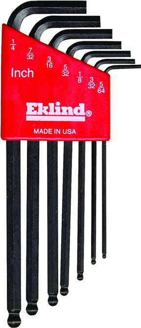 Eklind Hex-L 13207 Ball End Hex Key Set with Holder, 7-Piece, Alloy Steel, Black