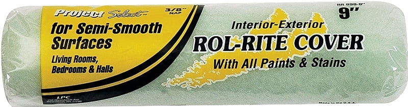 Linzer RR 938 Roller Cover, 3/8 in Thick Nap, 9 in L, Fabric Cover, Green