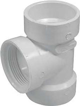 Canplas 192114S DWV Test Tee, 1-1/2 in, Hub x FNPT, PVC, White