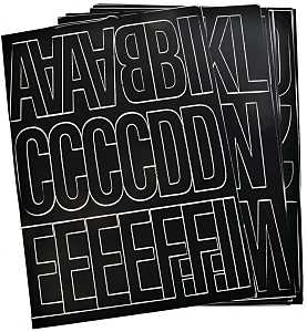 Hy-Ko 30035 Die-Cut Number and Letter Set, 3 in H Character, Black Character, Black Background, Vinyl