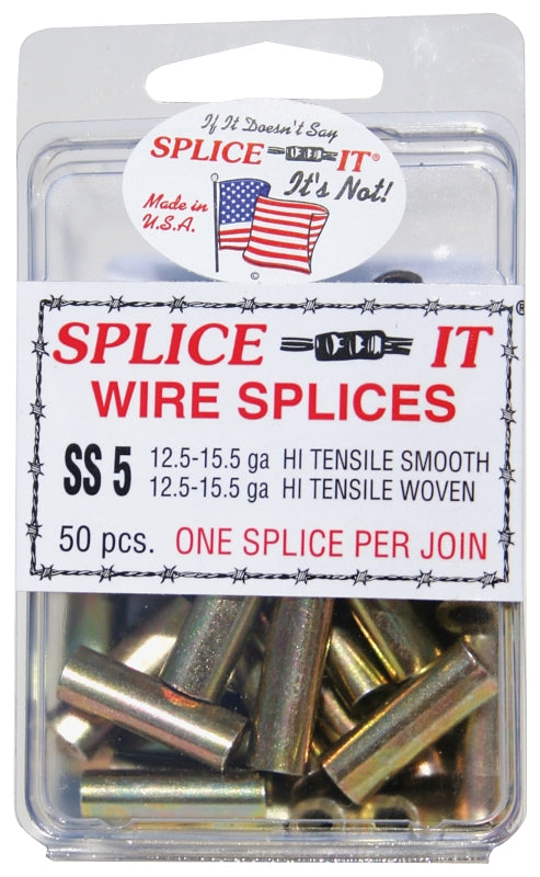 New Farm SS5 Wire Splice, Stainless Steel, For: 12.5 to 15.5 ga Hi-Ten Smooth and Woven Fence