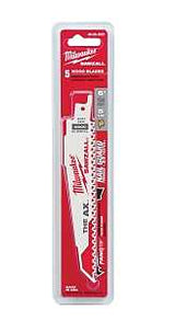 Milwaukee THE AX SAWZALL 48-00-5021 Reciprocating Saw Blade, 1 in W, 6 in L, 5 TPI, Bi-Metal Cutting Edge