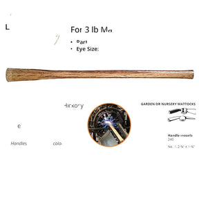 Link Handles 65060 Mattock Handle, 2-3/4 in Dia, 36 in L, Wood, Clear, Clear Lacquer, For: 3 lb Mattocks