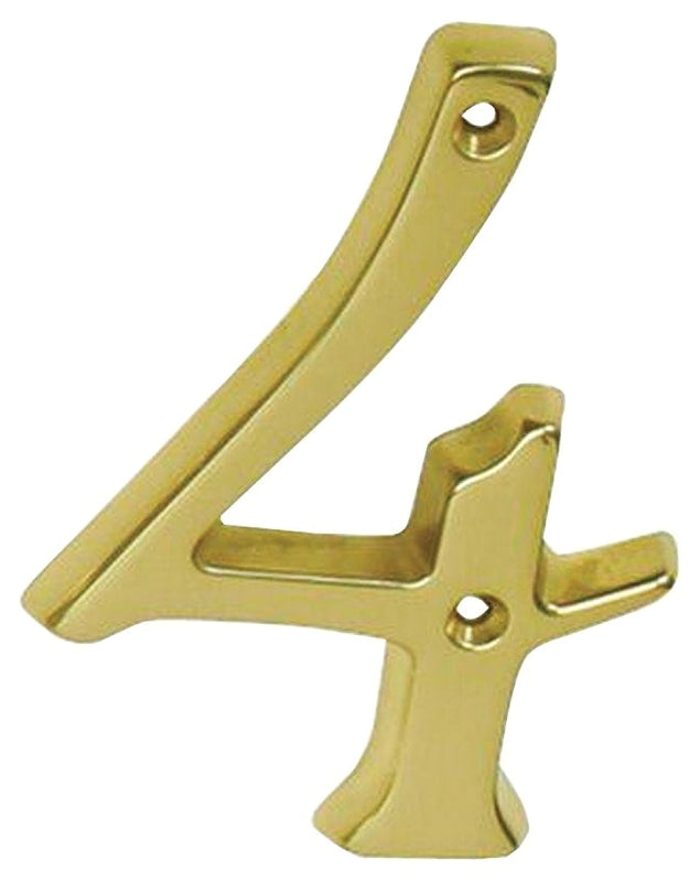 Schlage SC2-3046-605 #4 House Number, Character: 4, 4 in H Character, Brass Character, Brass