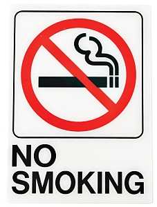 Sign No Smoking 5X7In Plastic, Pack of 5