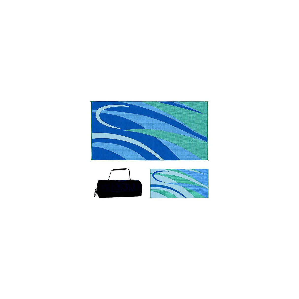 Ming's Mark Reversible Mat, Graphic Blue/Green, 8' x 16'