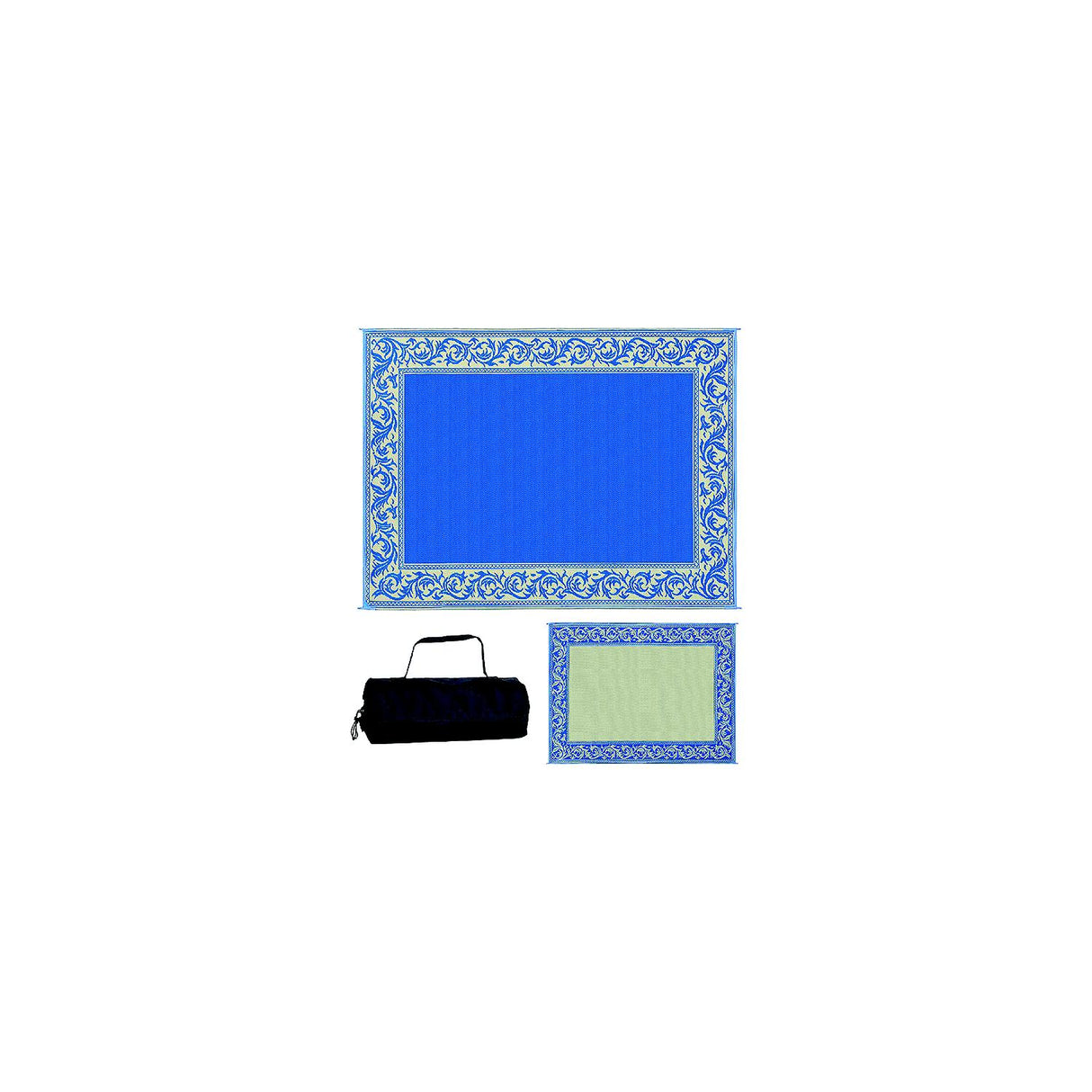 Ming's Mark Reversible Mat, Classical Blue/Beige, 9' x 12'
