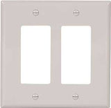 Eaton PJ262W Decorative Wallplate, 4-1/2 in L, 4.56 in W, 2-Gang, Polycarbonate, White, High-Gloss