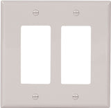 Eaton PJ262W Decorative Wallplate, 4-1/2 in L, 4.56 in W, 2-Gang, Polycarbonate, White, High-Gloss