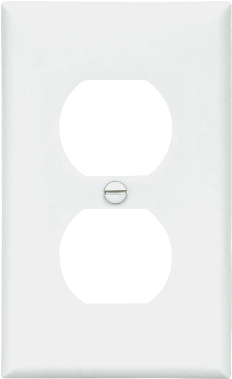 Eaton 5132W Duplex Receptacle Wallplate, 4-1/2 in L, 2-3/4 in W, Standard, 1-Gang, Nylon, White, High-Gloss, Flush