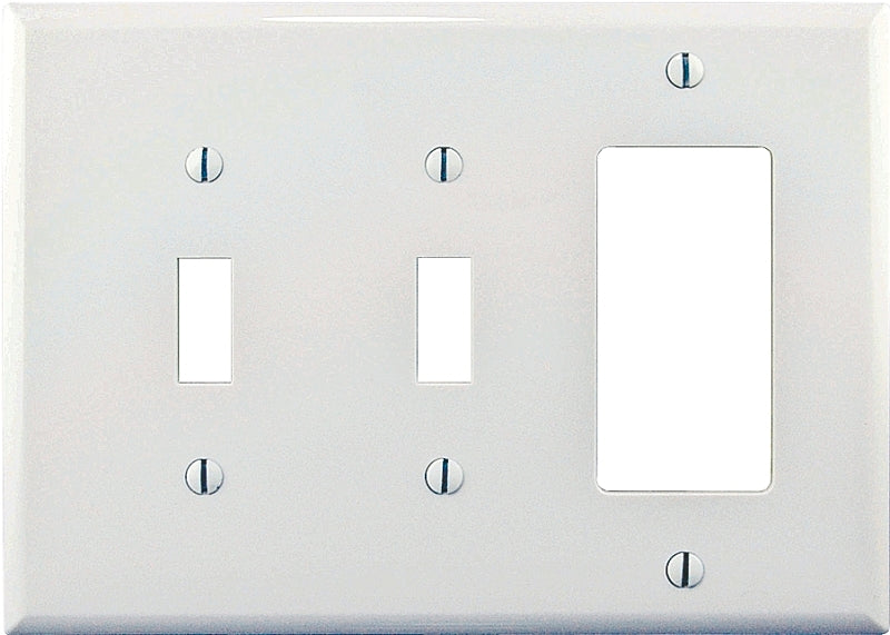 Eaton Wiring Devices PJ226W Combination Wallplate, 4-7/8 in L, 6-3/4 in W, Mid, 3-Gang, Polycarbonate, White, Screw