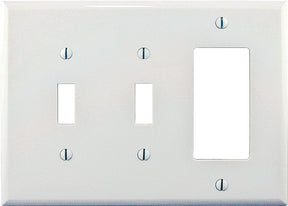 Eaton Wiring Devices PJ226W Combination Wallplate, 4-7/8 in L, 6-3/4 in W, Mid, 3-Gang, Polycarbonate, White, Screw