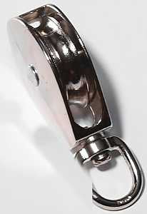 Baron 0173ZD-1 Swivel Eye Pulley, 1/4 in Rope, 1 in Sheave, Chrome