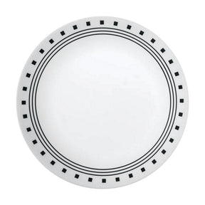 Corelle Livingware Black/White Glass City Block Luncheon Plate 8-1/2 in. D 1 pk