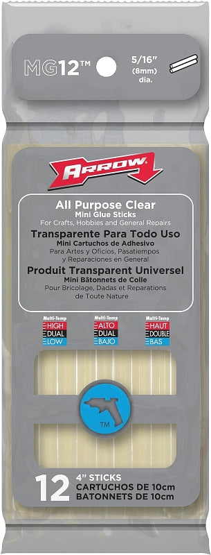 Arrow MG12 Glue Stick, Clear, 0 to 356 deg F Temperature