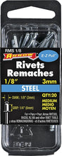 Arrow RMS1/8 Pop Rivet, Medium, 1/4 in Grip, 1/4 in L, Steel, 20/PK