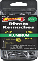 Arrow RSA3/16IP Pop Rivet, Short, 1/8 in Grip, 1/8 in L, Aluminum, Gray, 50/PK