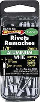 Arrow RSAW1/8 Pop Rivet, Short, 1/8 in Grip, 1/8 in L, Aluminum, White, 25/PK