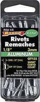 Arrow RSA1/8 Pop Rivet, Short, 1/8 in Grip, 1/8 in L, Aluminum, 25/PK
