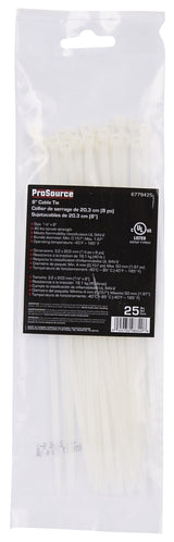 ProSource CV200S-253L Cable Tie, 8 inches, 40lb Tensile Strength, Self-Lock Locking, Nylon, Clear