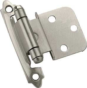 Amerock BPR3428G10 Hinge, 2-3/4 in L x 2-3/16 in W, Steel, Satin Nickel, 5-Hole, 3/8 in Inset, Face Mounting