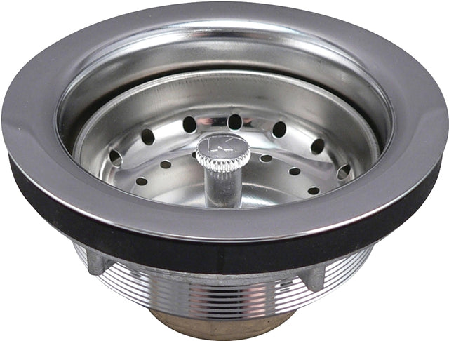Keeney Brass Work Horse Series 2431NPC Basket Strainer, 4-3/8 in Dia, Stainless Steel, Chrome-Plated, 3-1/4 in Dia Mesh