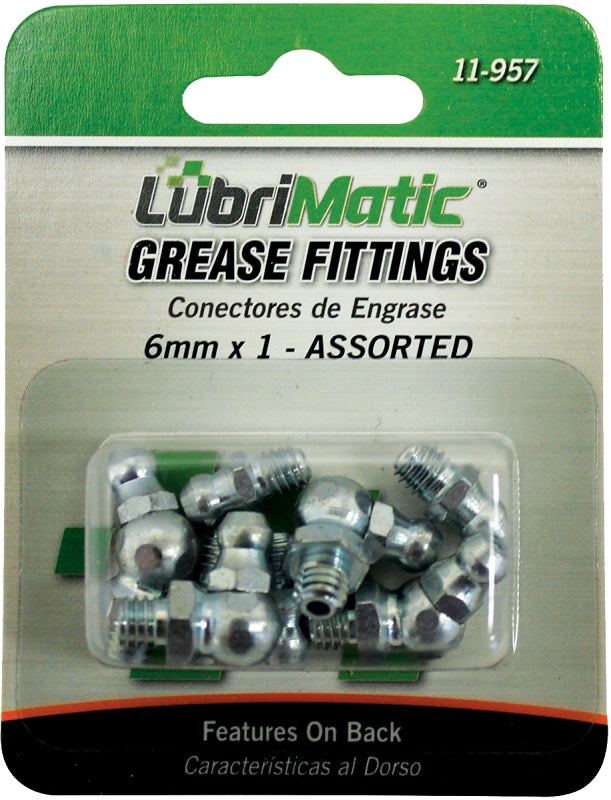 LubriMatic 11-957 8-Piece Grease Fitting Assortment, M6x1, Metric