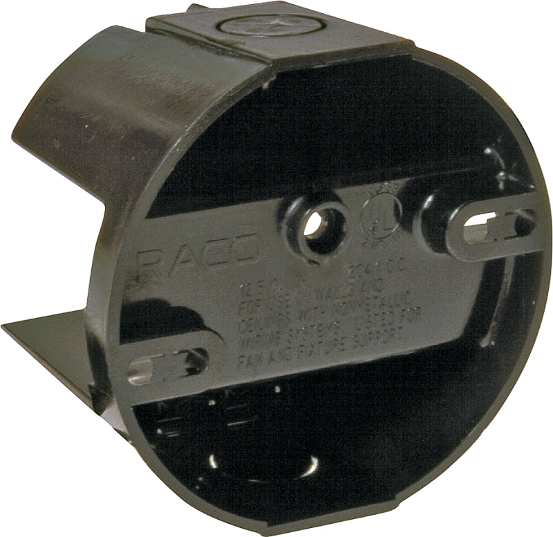 Raco THE SADDLE-BOX Series 7120 Ceiling Box, 4 in W, 1-1/2 in D, 4 in H, Polycarbonate, Black