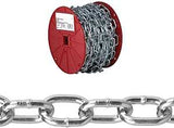 Campbell 072-2927 Passing Link Chain, 2/0, 125 ft L, 450 lb Working Load, Steel, Zinc-Plated