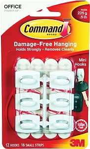 Command 17006-VP Adhesive Hook, 0.5 lb, 18 -Hook, Plastic, White