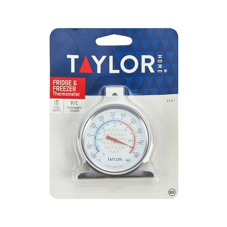 Taylor 3507 Refrigerator/Freezer Dial Thermometer,-20 to 80 deg F, Analog Display, Gray