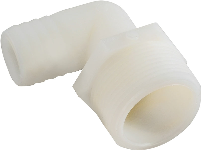 Anderson Metals 53720-0608 Hose Elbow, 3/8 in, Barb, 1/2 in, MPT, 150 psi Pressure, Nylon