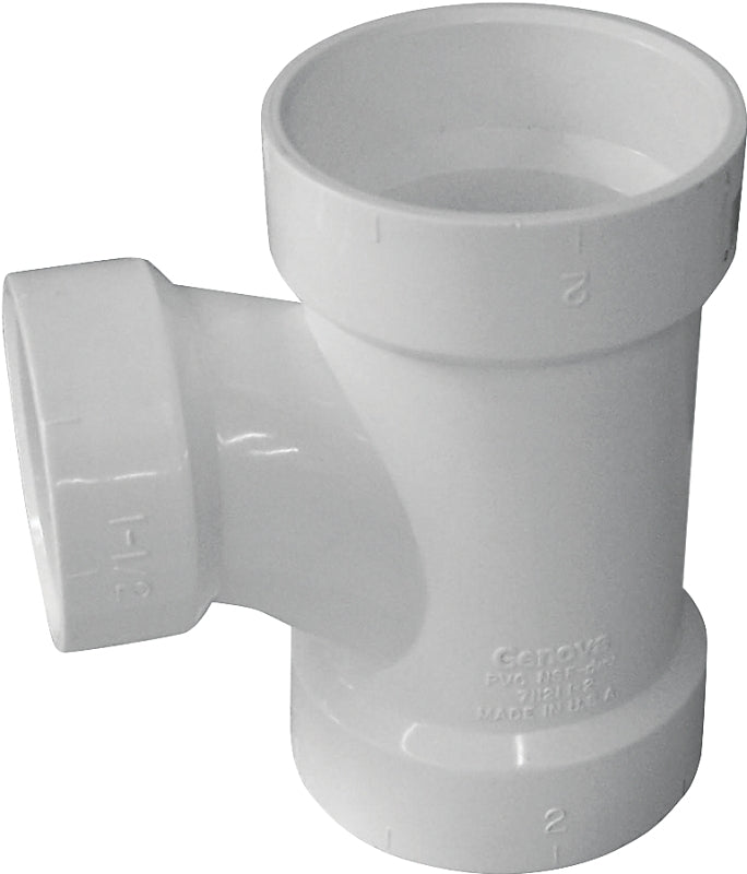 Canplas 192130L DWV Sanitary Pipe Tee, 3 x 2 in, Hub, PVC, White