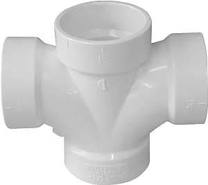 Canplas 192186 DWV Double Sanitary Pipe Tee, 2 in, Hub, PVC, White