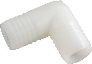 Anderson Metals 53765-08 Hose Elbow, 90 deg Angle, 1/2 in, Barb, Nylon